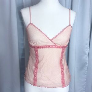Pink lace tank top small